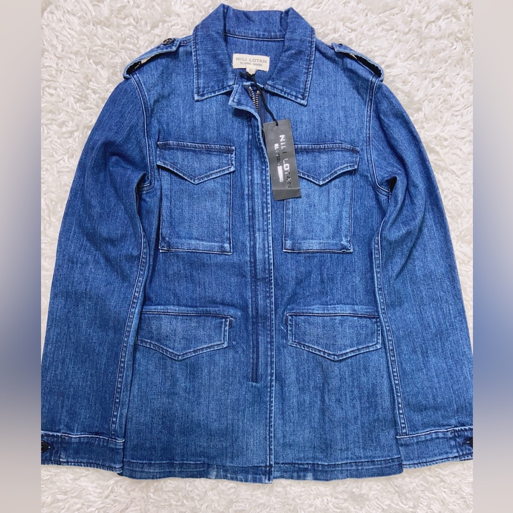 NWT $795 Nili Lotan Denim Wren Jacket - Deep Blue Wash - Picture 7 of 10